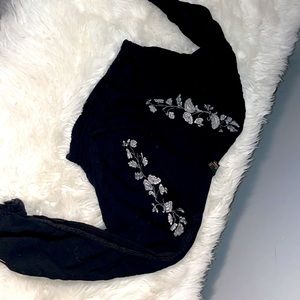 Navy blue V neck top